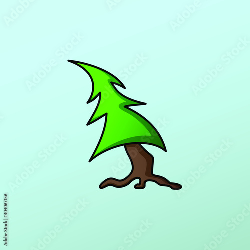 Simple christmas tree logo. X mas illustration icon of traditional festive symbol of the winter holiday seasonal event during new year. for printing on product or use on website design. vector image