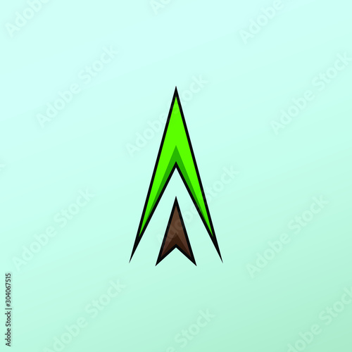 Futuristic christmas tree logotype with green and brown arrow formed elements. Fir tree, x mas symbol logo for printing on product during festive holiday season in winter. illustration vector
