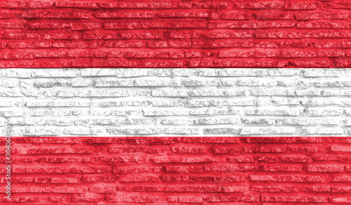 Colorful painted national flag of Austria on old brick wall. Illustration.