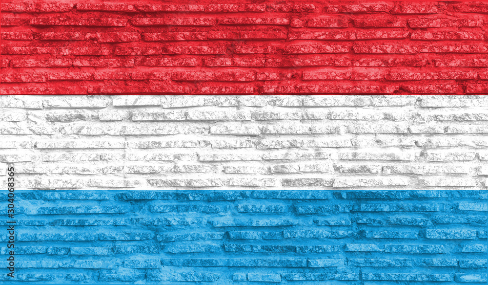 Colorful painted national flag of Luxembourg on old brick wall. Illustration. Colorful painted national flag of Luxembourg on old brick wall. Illustration.