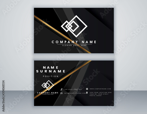 Modern black abstract bussines card template. Elegant element composition design with clean 