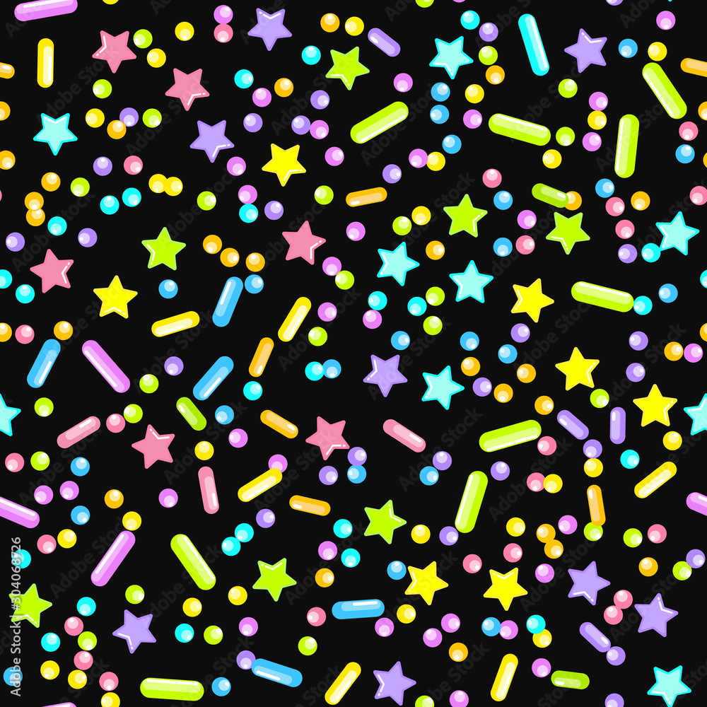 Obraz premium Sprinkle Cupcake Donut Topping. Seamless Pattern 