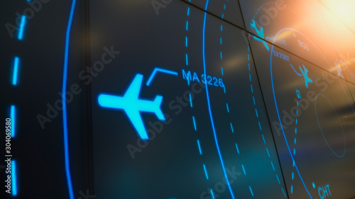 Simulation screen showing various flights for transportation and passengers.