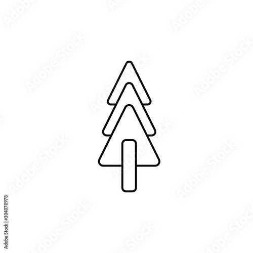 Abstract christmas tree logotype with rounded triangle formed elements. Fir tree, x mas symbol logo for printing on product during festive holiday season in winter. Line art illustration vector