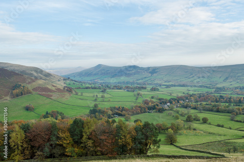 View over to Lose hill across the Hope Valley in the Peak District, Derbyshire, England