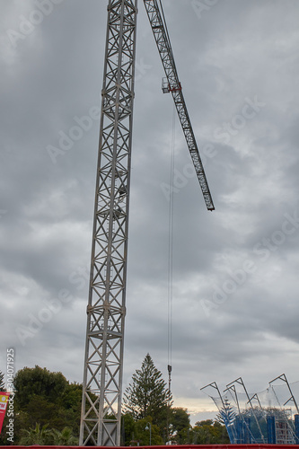 crane with dramatic sky