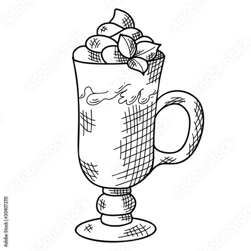 Winter or autumn drink for your design. Hand drawn sketch for christmas template. Vector illustration