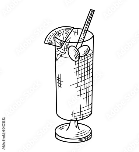 Soft warm drink sketch. Hand drawn christmas drink isolated on white background. Vector illustration