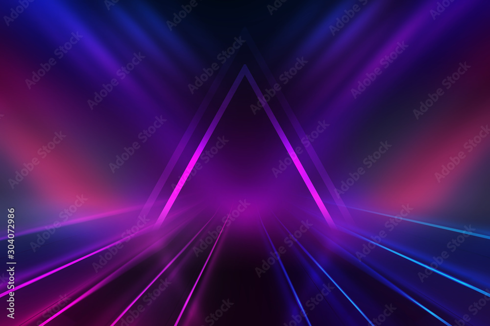 Empty dark abstract background. Background of an empty show scene. Glow of neon lights on an empty stage. Empty dark abstract background. Background of an empty show scene. Glow of neon lights on an empty stage.