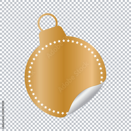 christmas balls sticker banner on transparent background