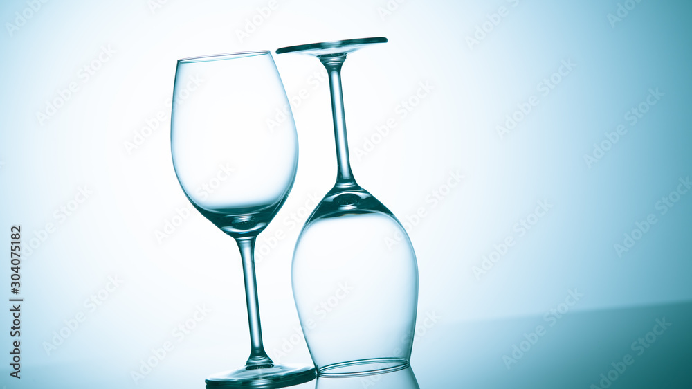 Glasses with water on blue background Glasses with water on blue background