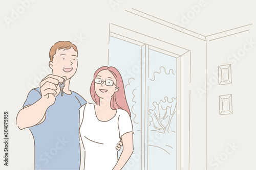 Family, moving, real estate, buying a new house concept.