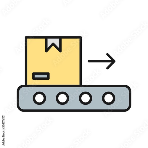 Conveyor belt icon isolated on abstract background