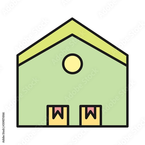 Warehouse icon isolated on abstract background