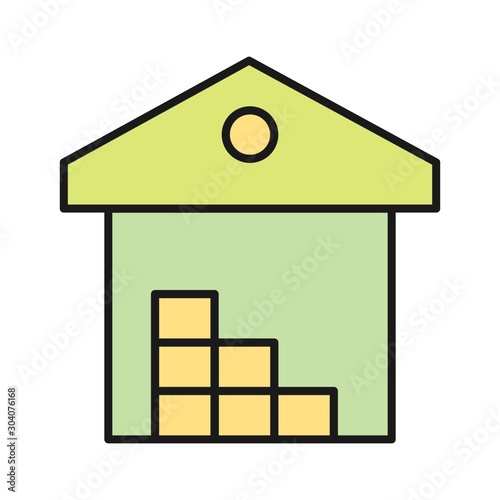 warehouse icon isolated on abstract background