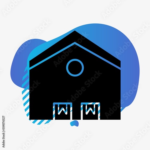 Warehouse icon isolated on abstract background