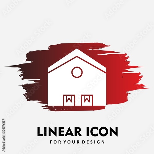 Warehouse icon isolated on abstract background