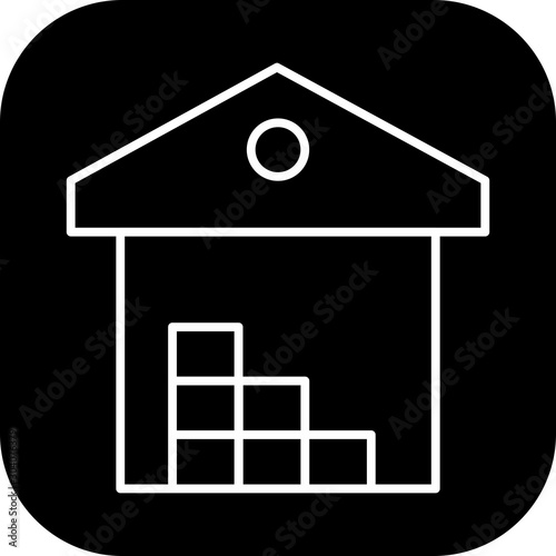 warehouse icon isolated on abstract background