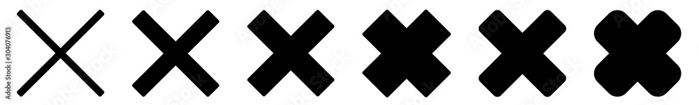 Cross Icon Black | Crosses | Cancel Symbol | Wrong Illustration | Logo | X Sign | Isolated | Variations