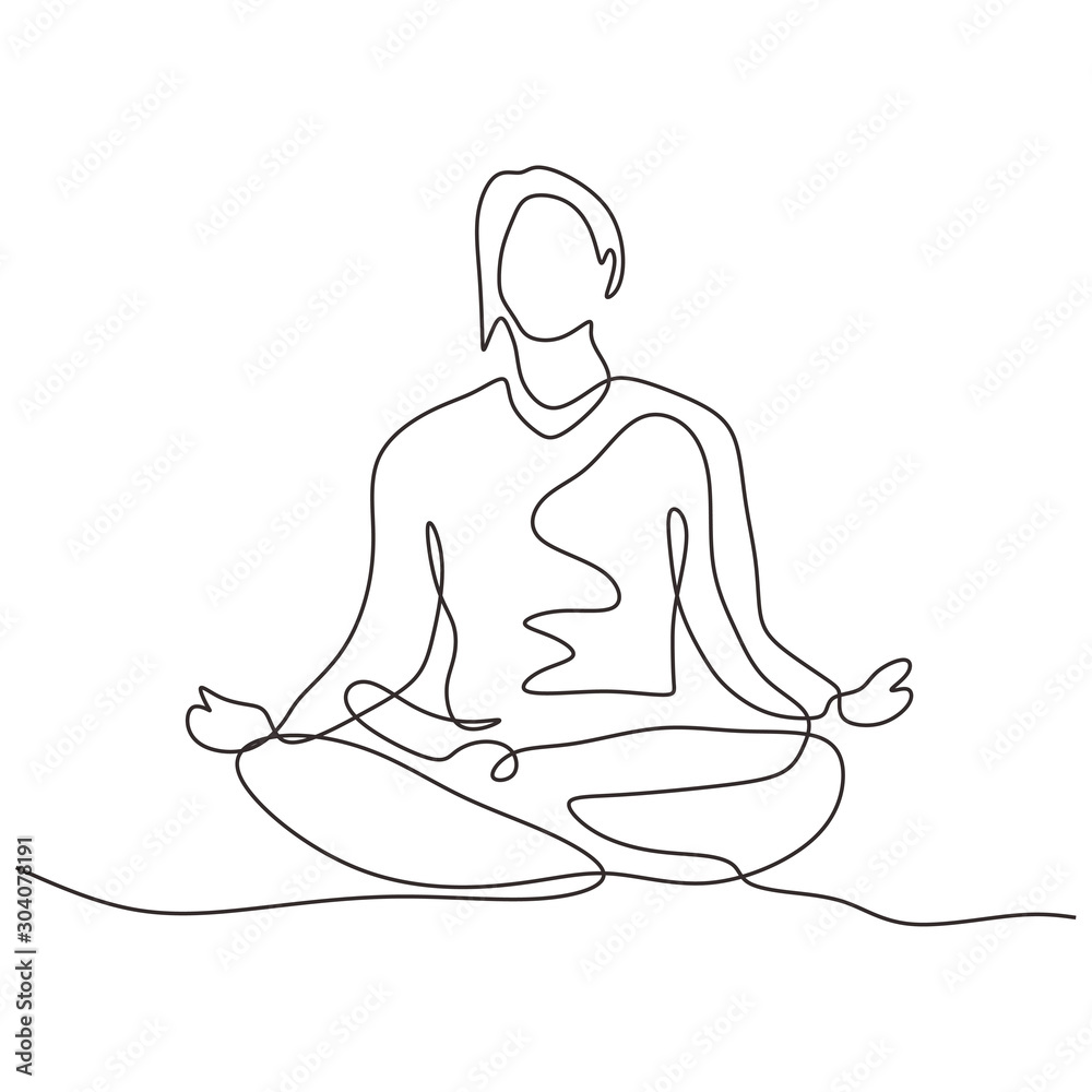 Hand drawing person in meditation pose on white background Stock Vector by  ©krissikunterbunt 210655816