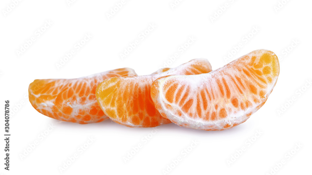 Tangerine slices isolated on white background