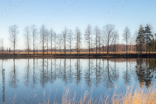 Fototapeta Naklejka Na Ścianę i Meble -  Beautiful autumn landscape of Kymijoki river waters. Finland, Kymenlaakso, Kouvola
