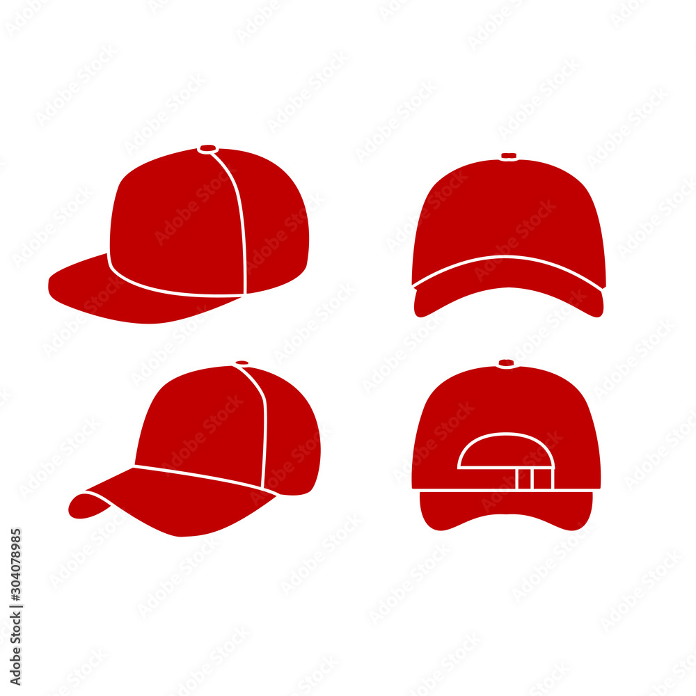 set of red Baseball hat logo icon design vector illustration Stock