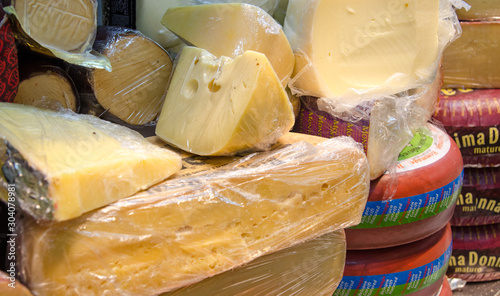 Lot of cheese at Jerusalem chees store