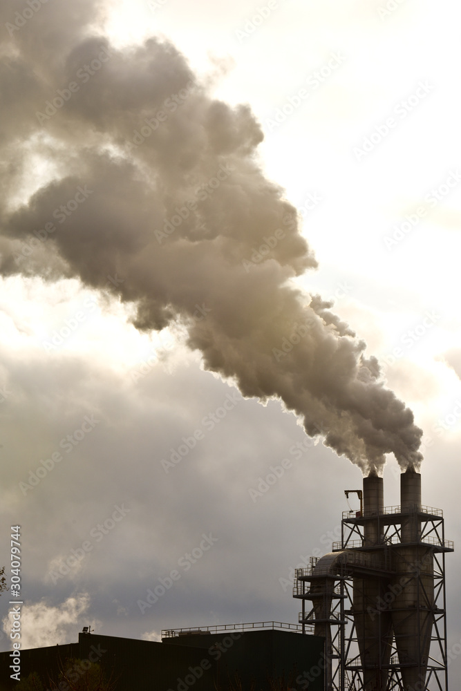 Plakat industrie pollution co carbone ozone fumee CO2