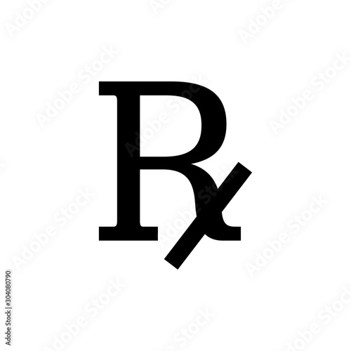 Rx prescription medical symbol isolated on a white background.