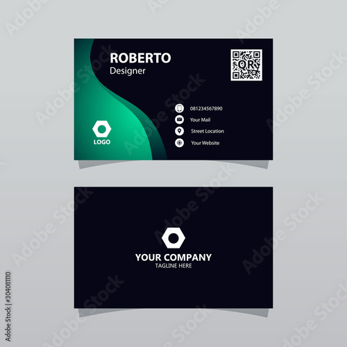 Modern green tosca bussines card template. Elegant element composition design with clean concept.