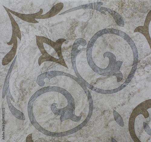 Wallpaper Mural gray kitchen ceramic tile with abstract floral mosaic pattern Torontodigital.ca