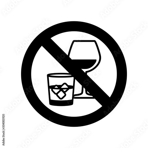 No alcohol drinks icon. Prohibits sign. Vector illustration