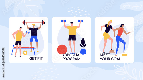 Gym training and fitness vector banner template