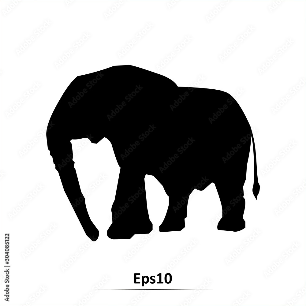 Fototapeta premium Elephant icon. Vector silhouette illustration isolated on white background. EPS10