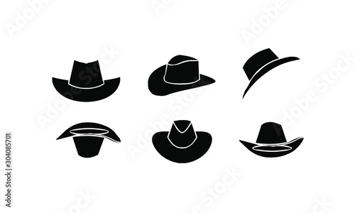 set of black Cowboy hat logo icon design vector illustration