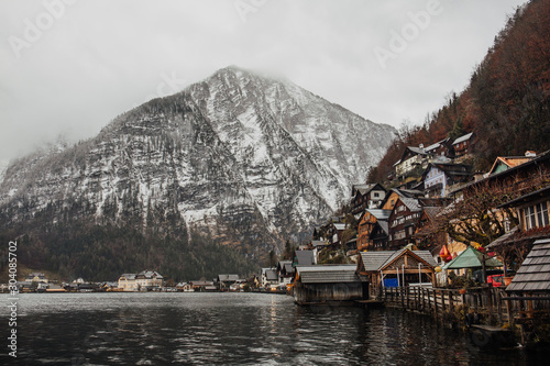 View of Hallstatt in winter time