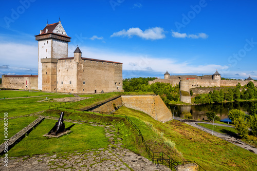Narva castle, Estonia, overlooking russian estonian border