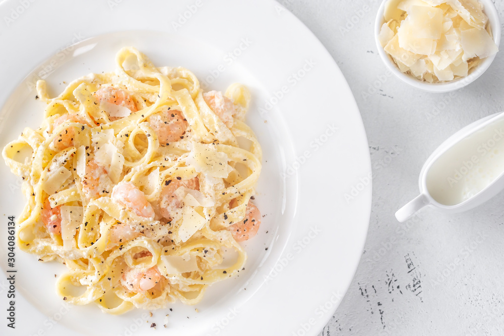 Portion of Shrimp Alfredo Pasta Portion of Shrimp Alfredo Pasta
