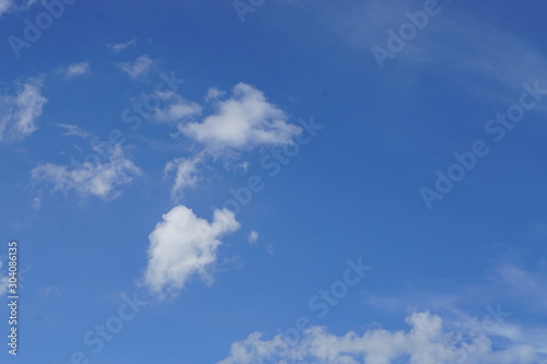 Bright blue skies with gentle floating clouds used as wallpapers. Hot summer sky images
