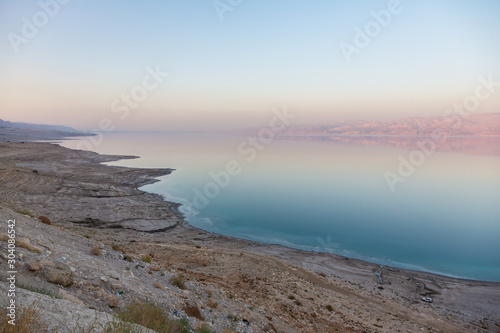 Sunset landscape view on a Dead Sea coastline in Israel