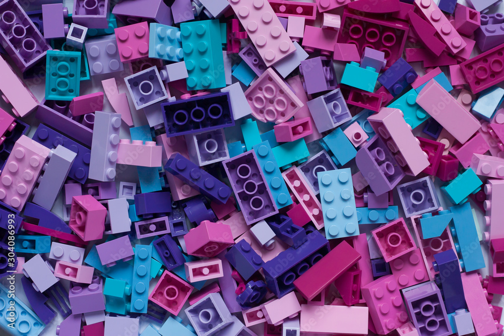 Pile of child's building blocks in multiple colours