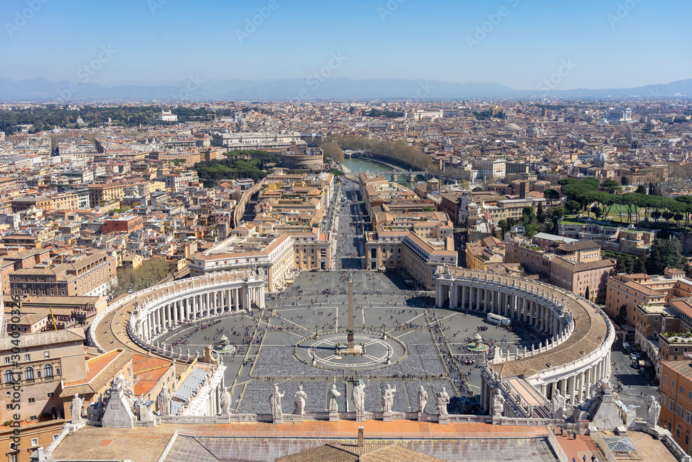Top view  of Saint Peter Square in Vatican 