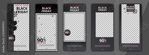 black friday editable social media post discount sale templates bundle set for digital marketing. banners social media post. stories social media post. stories banners sale bundle set.