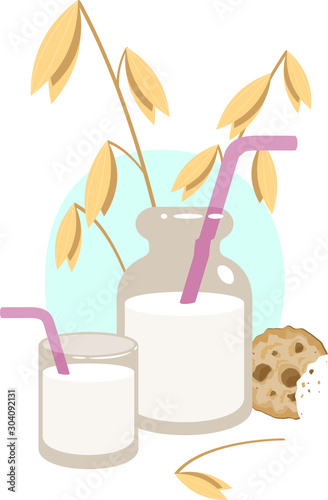 Oat milk. Vector illustration on white background.