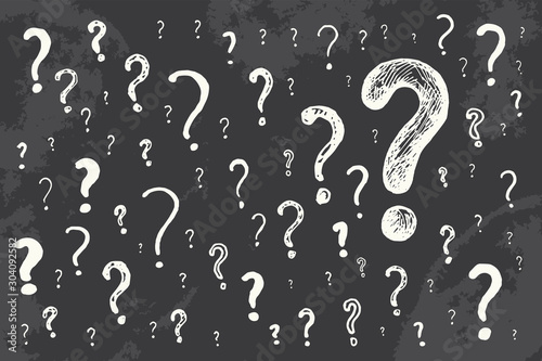 Hand draw question marks sign kit. Doodle illustration. Basis scribble graphics chalk board