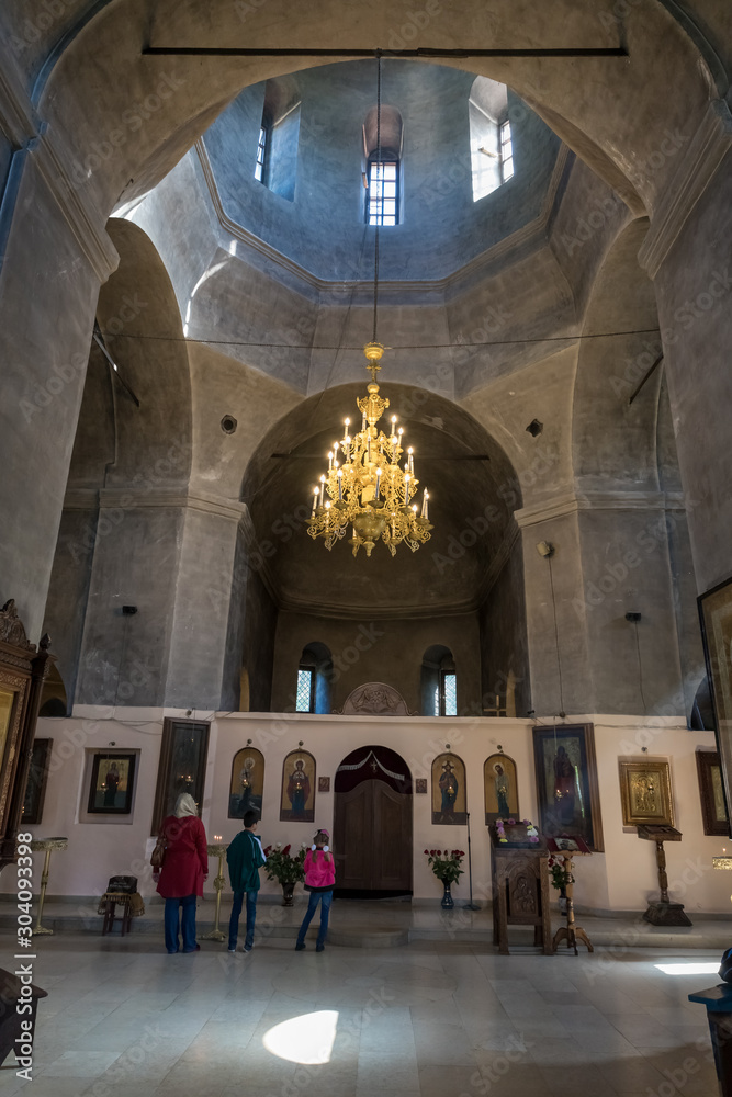 The interior of the Church of Vlacherna Mother of God in Zugdidi is located in the Dadiani Palace - the residence of an ancient family of Megrelian princes in Georgia