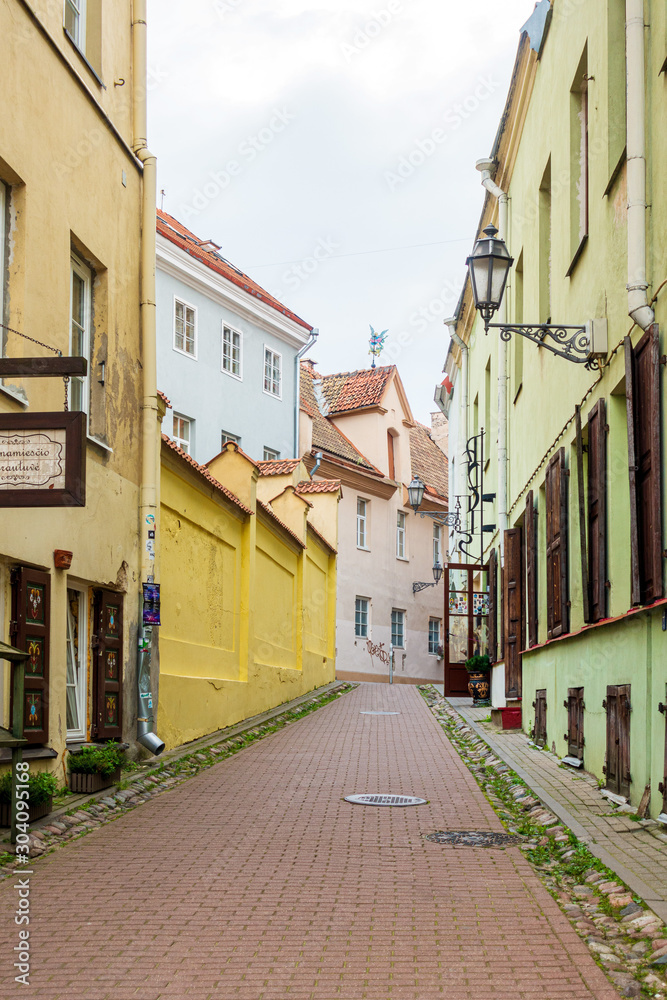 Fototapeta premium VILNIUS, LITHUANIA - September 2, 2017: Street view of downtown in Vilnius city, Lithuanian