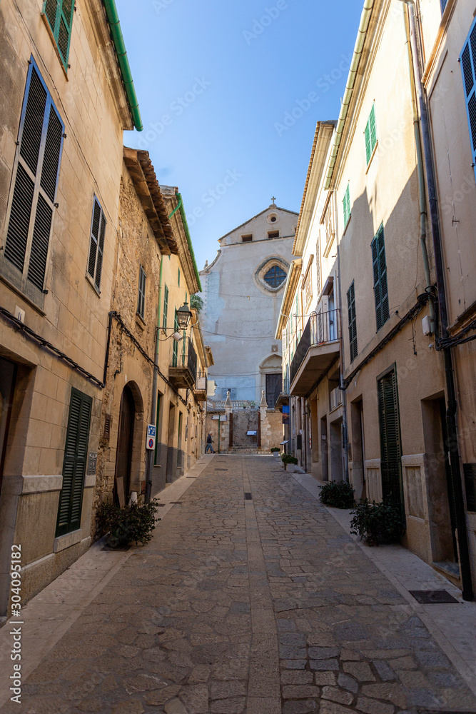 Streets of the town Pollenca in Mallorca
