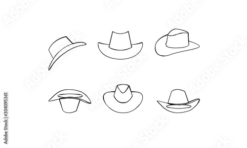 Set of Cowboy hat outline logo icon design vector illustration